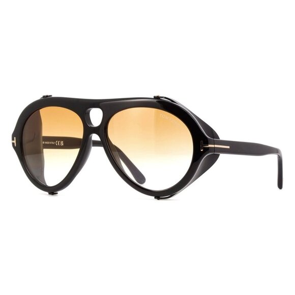 New TOM FORD Neughman Black Aviator FT0882/S 01B Sunglasses Women - Picture 1 of 6